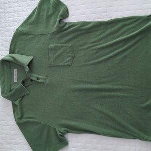 Outerknown men's terry polo shirt ss green size Large